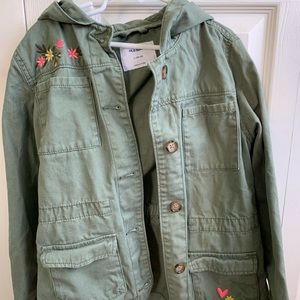 OLD NAVY girls jacket army green 10/12